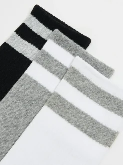 Outlet 3 pack długich skarpet z paskami Skarpetki|Basic