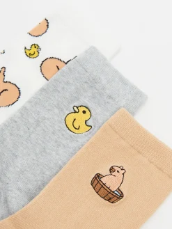 Hot 3 pack skarpetek z kapibarą i kaczuszką Skarpety, Rajstopy