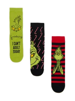 Clearance 3 pack świątecznych skarpet Grinch Akcesoria Świąteczne|Skarpetki