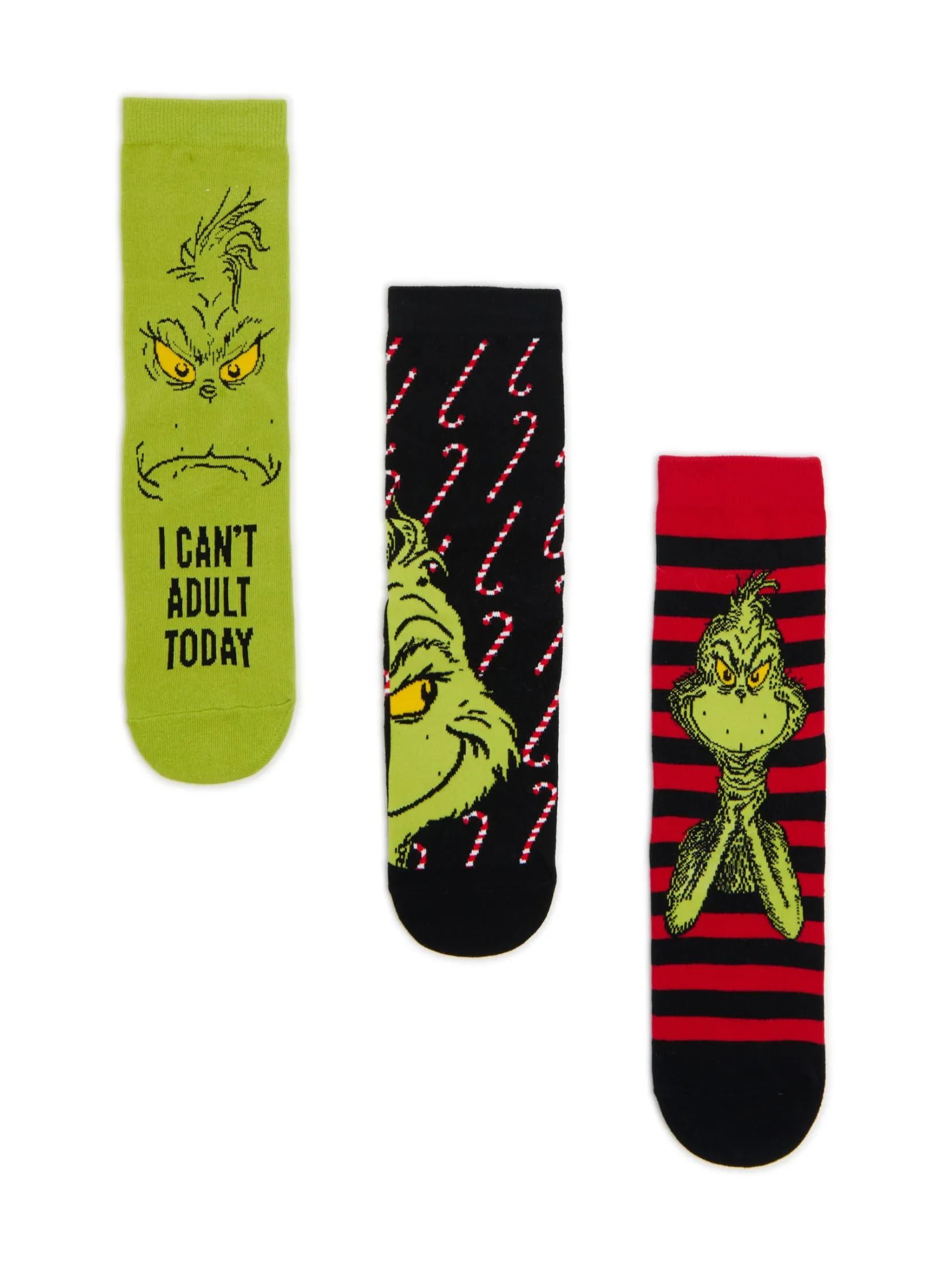 Clearance 3 pack świątecznych skarpet Grinch Akcesoria Świąteczne|Skarpetki