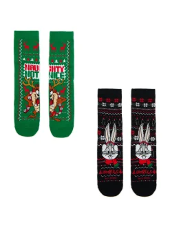 Discount 2 pack świątecznych skarpet Looney Tunes Akcesoria Świąteczne|Skarpetki