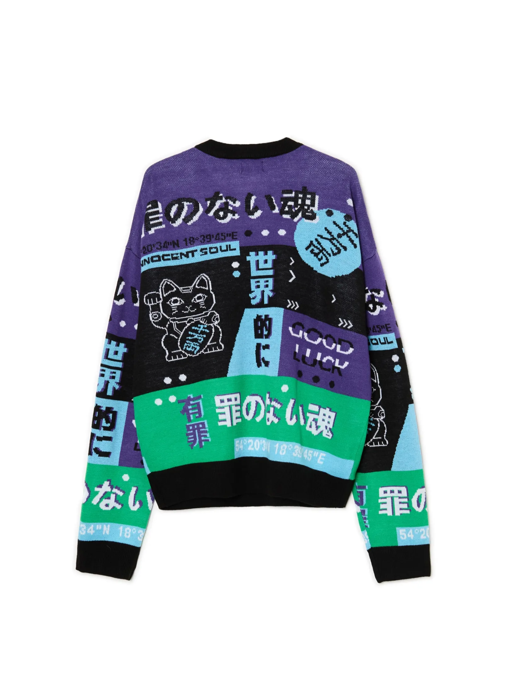New Żakardowy sweter z chińskimi symbolami Swetry