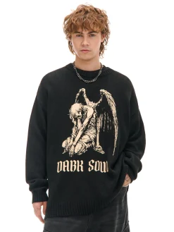 Discount Żakardowy sweter z nadrukiem Swetry