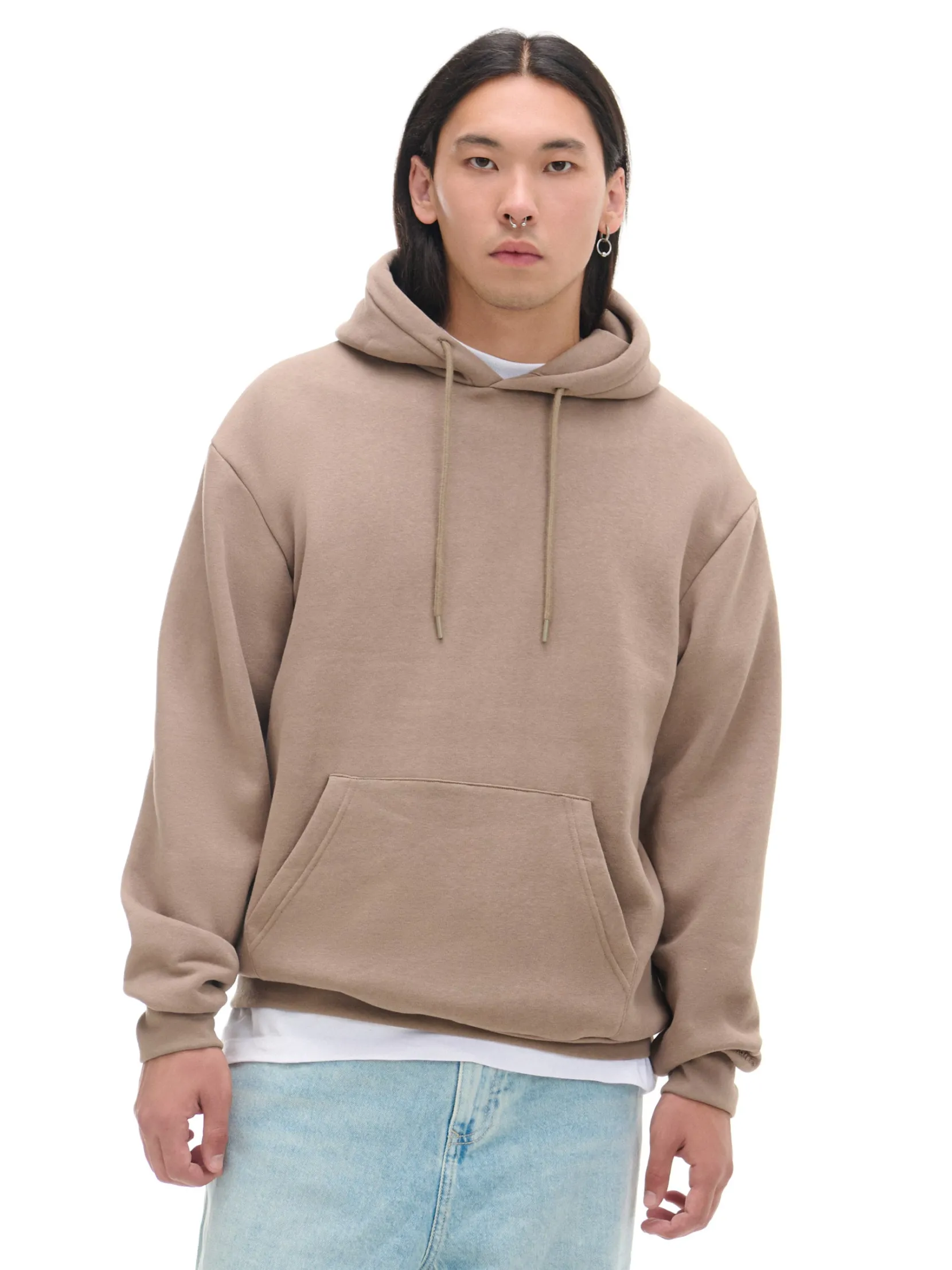 New Beżowa bluza regular z kapturem Bluzy|Sety
