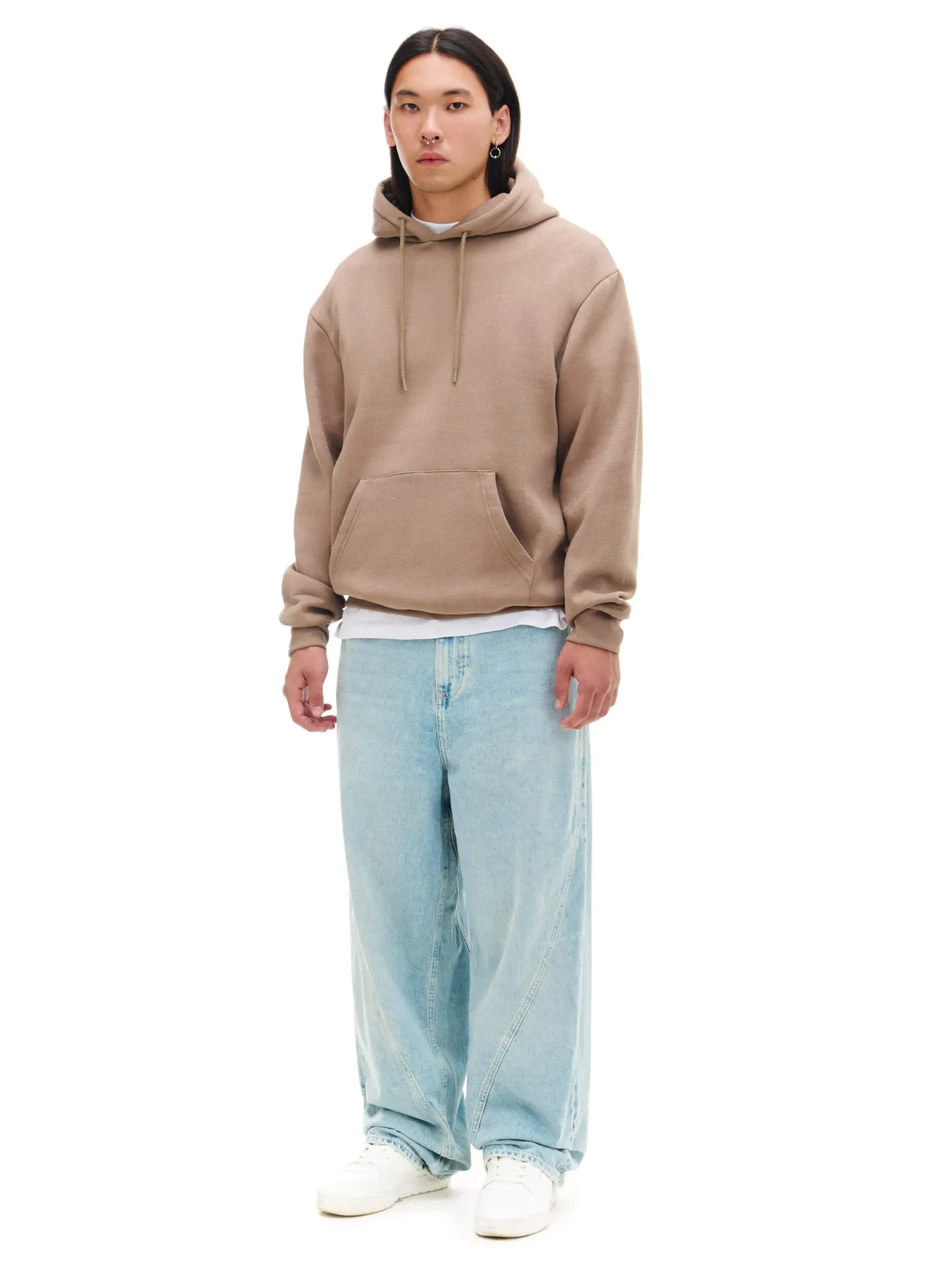 New Beżowa bluza regular z kapturem Bluzy|Sety
