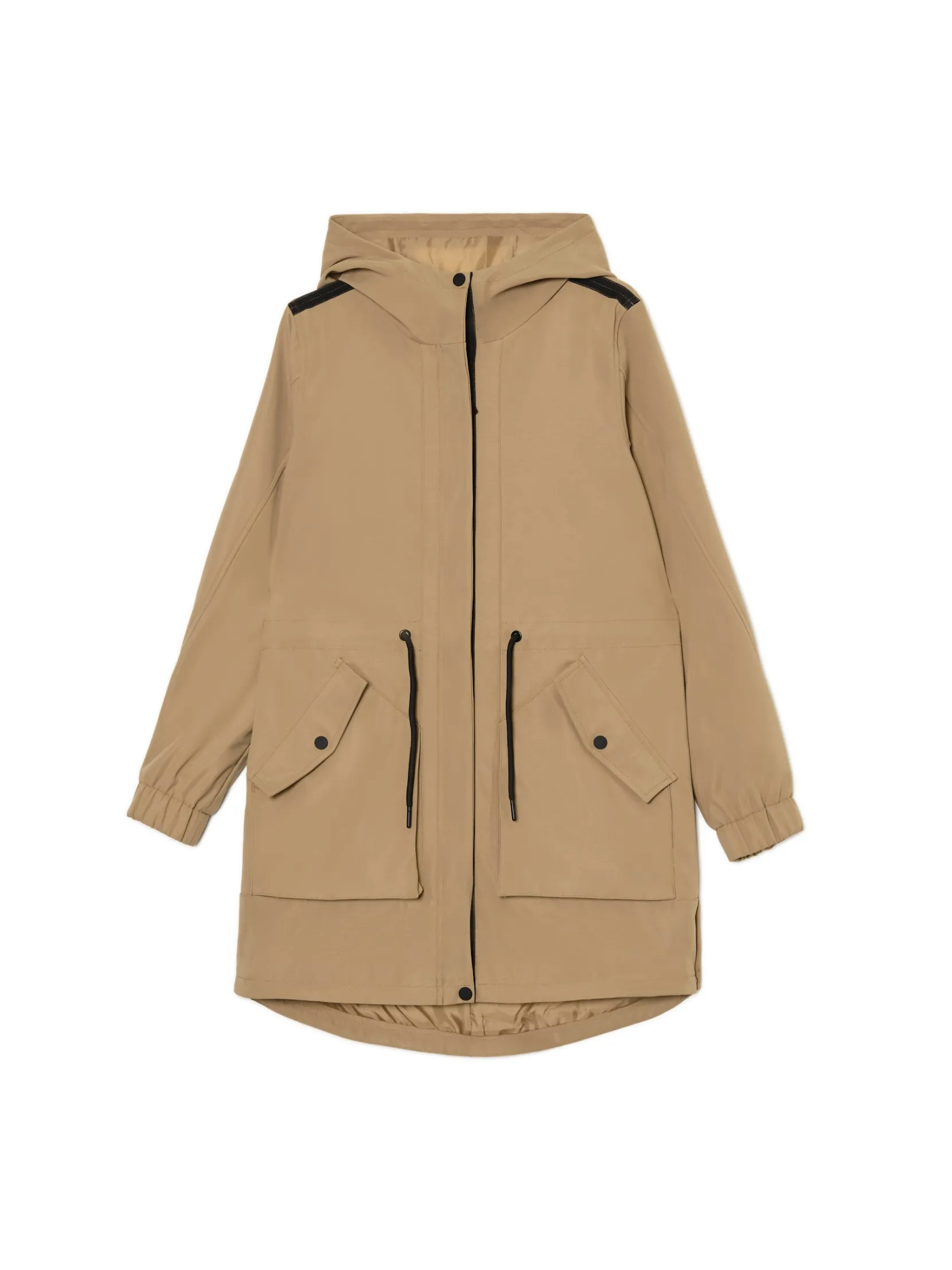 Clearance Beżowa parka z kapturem Kurtki, Płaszcze