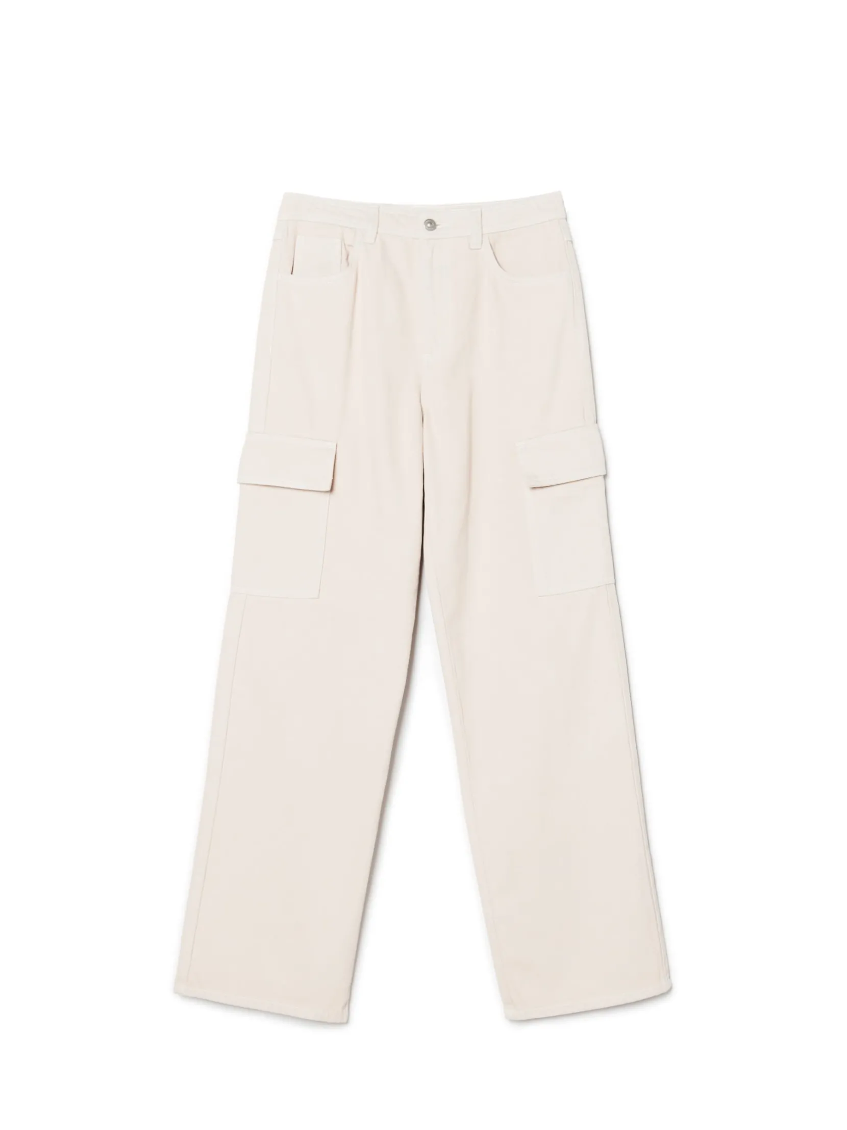 Outlet Beżowe jeansy cargo straight Jeansy