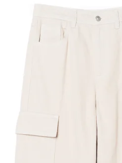 Outlet Beżowe jeansy cargo straight Jeansy
