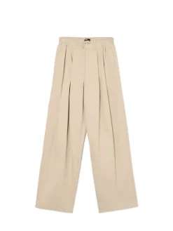 Sale Beżowe spodnie wide leg Spodnie
