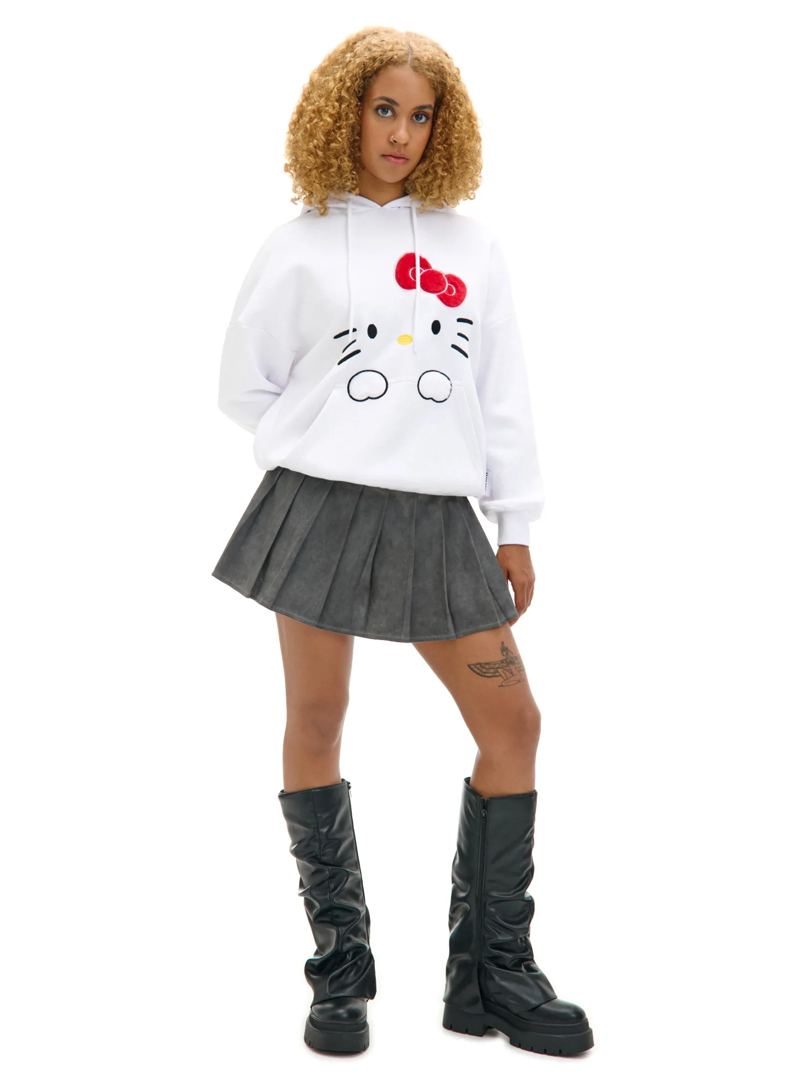 Fashion Biała bluza hoodie Hello Kitty Bluzy
