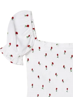 Best Biała bluzka crop top w kwiaty Koszule, Bluzki