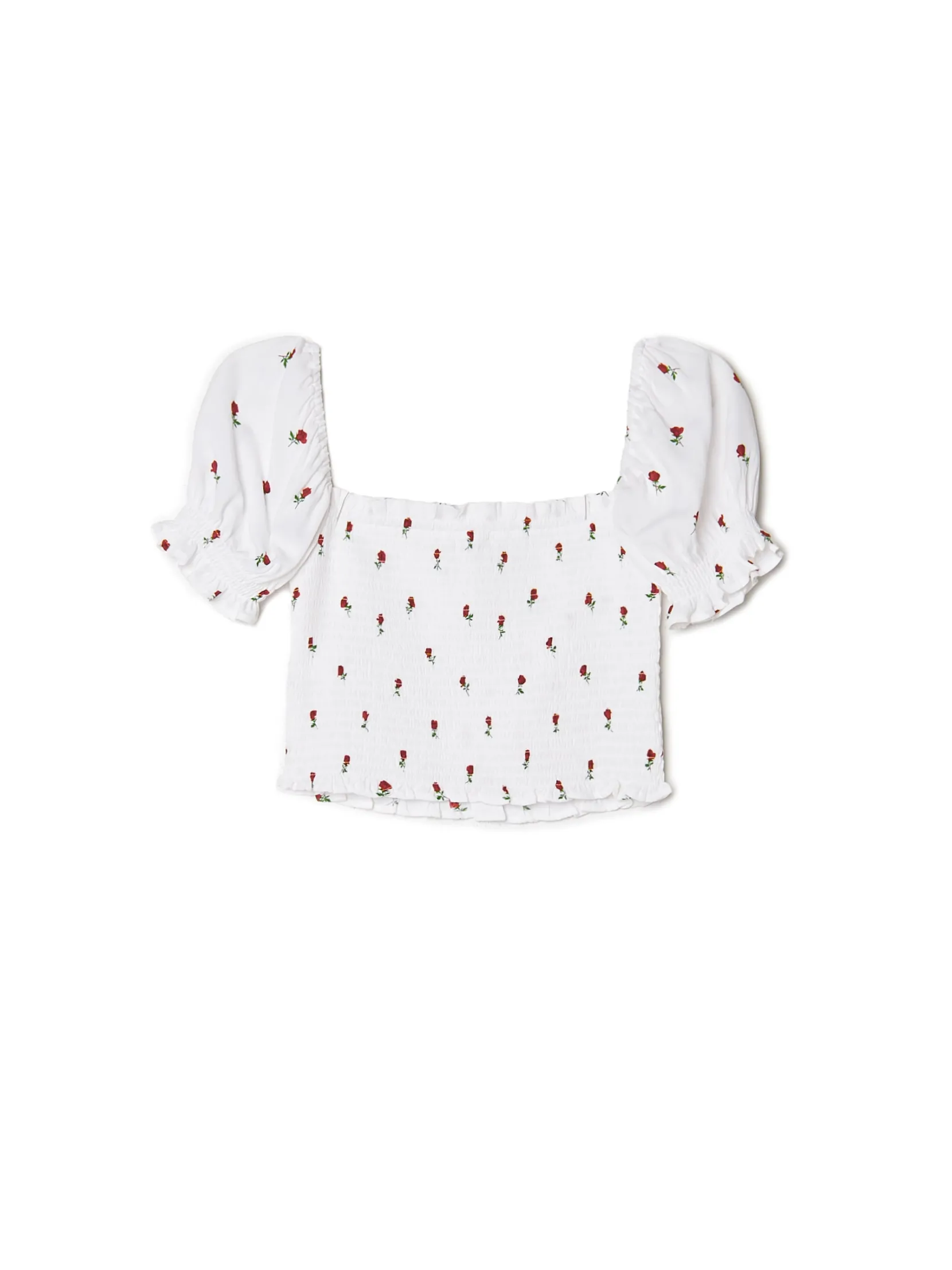 Best Biała bluzka crop top w kwiaty Koszule, Bluzki