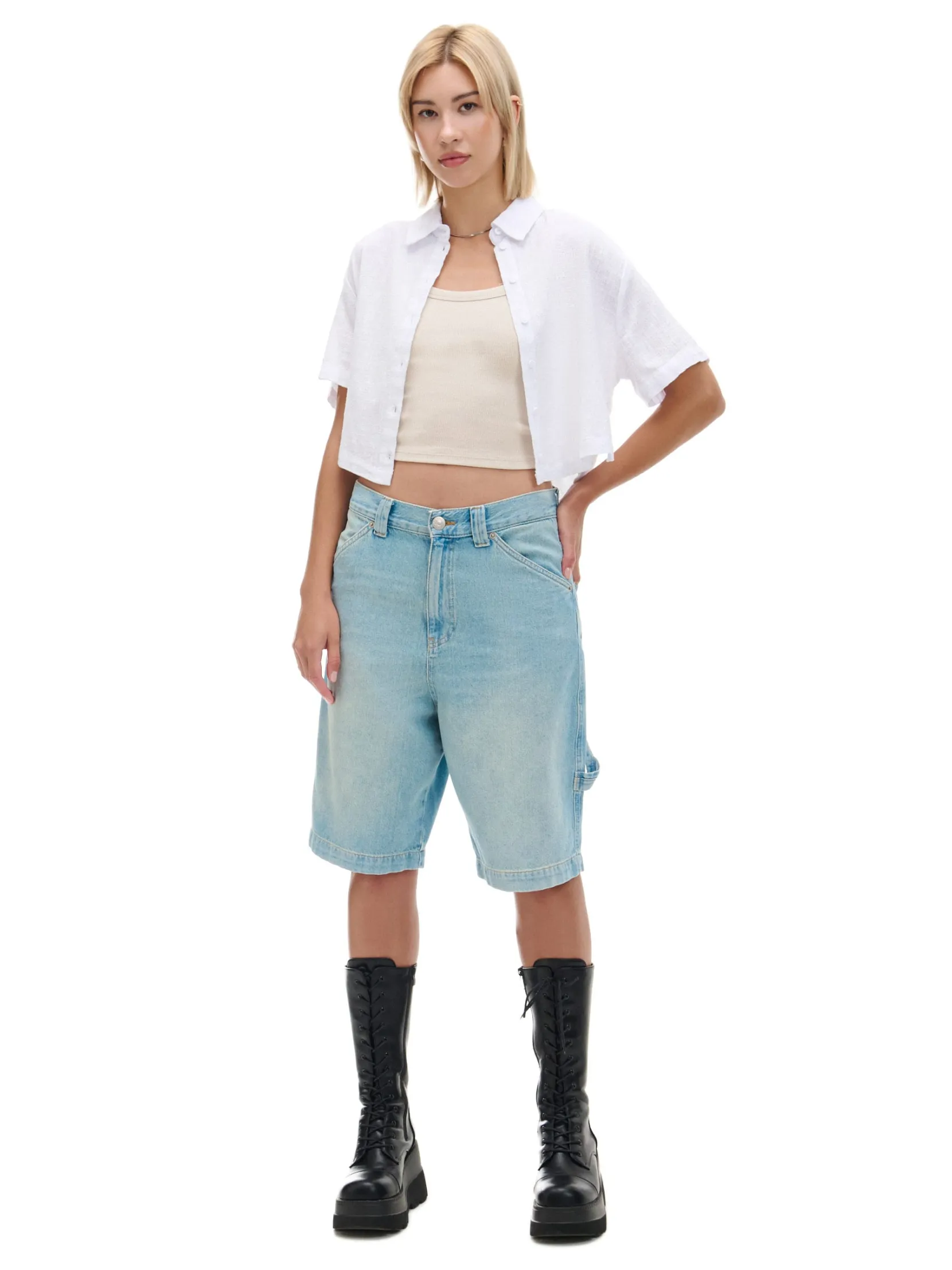 New Biała koszula w retro stylu Koszule, Bluzki