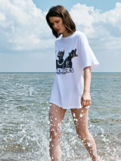 Hot Biała koszulka z dobermanami UNISEX Koszulki, Topy|Unisex