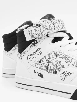 Outlet Białe sneakersy z komiksowym nadrukiem Sneakersy|Za Kostkę