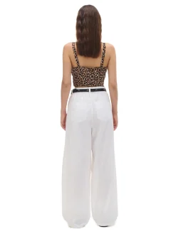 Clearance Białe spodnie wide leg Spodnie