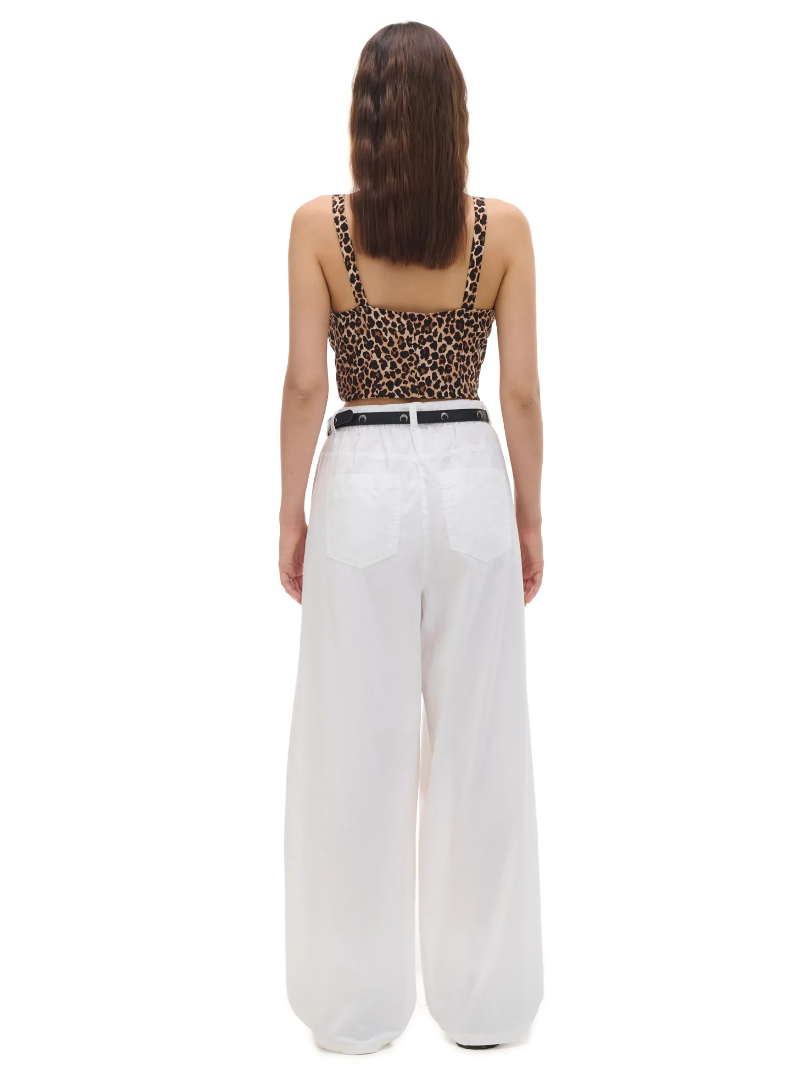 Clearance Białe spodnie wide leg Spodnie
