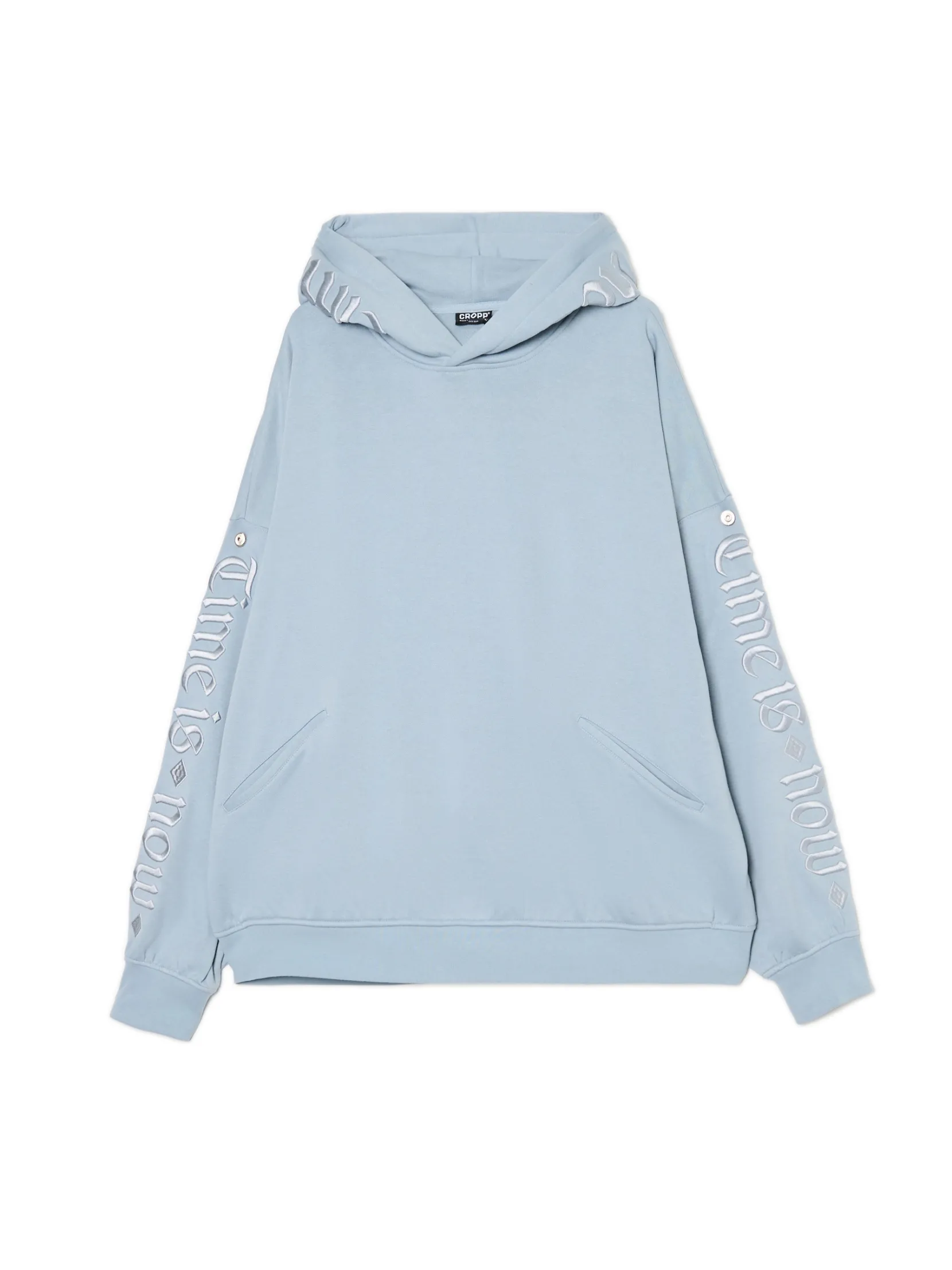 Clearance Błękitna bluza z kapturem i naszywkami Bluzy