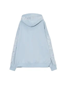 Clearance Błękitna bluza z kapturem i naszywkami Bluzy