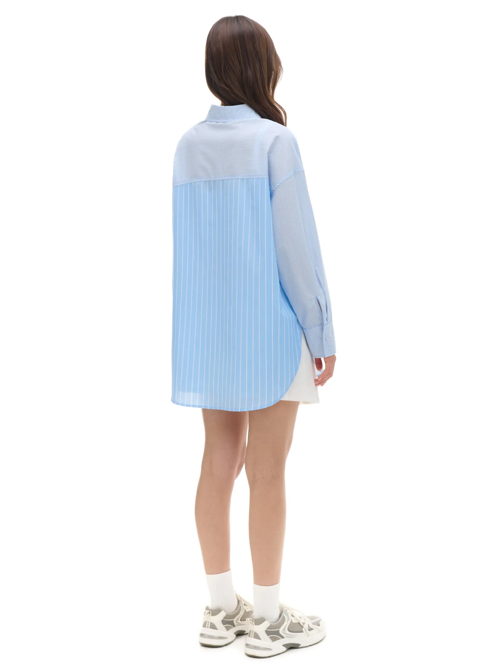 Sale Błękitna koszula oversize w pionowe paski Koszule, Bluzki