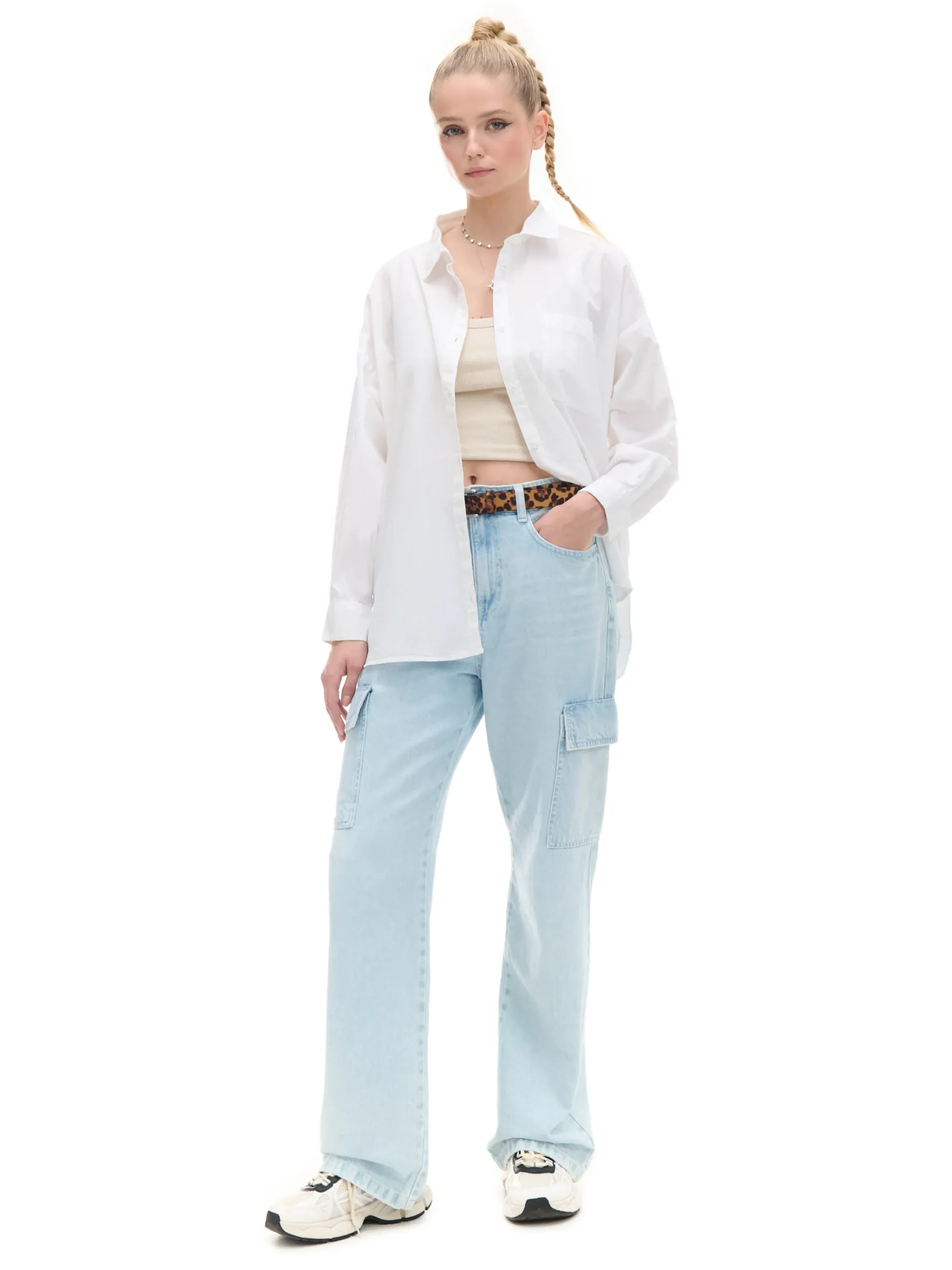 Outlet Błękitne jeansy baggy Jeansy