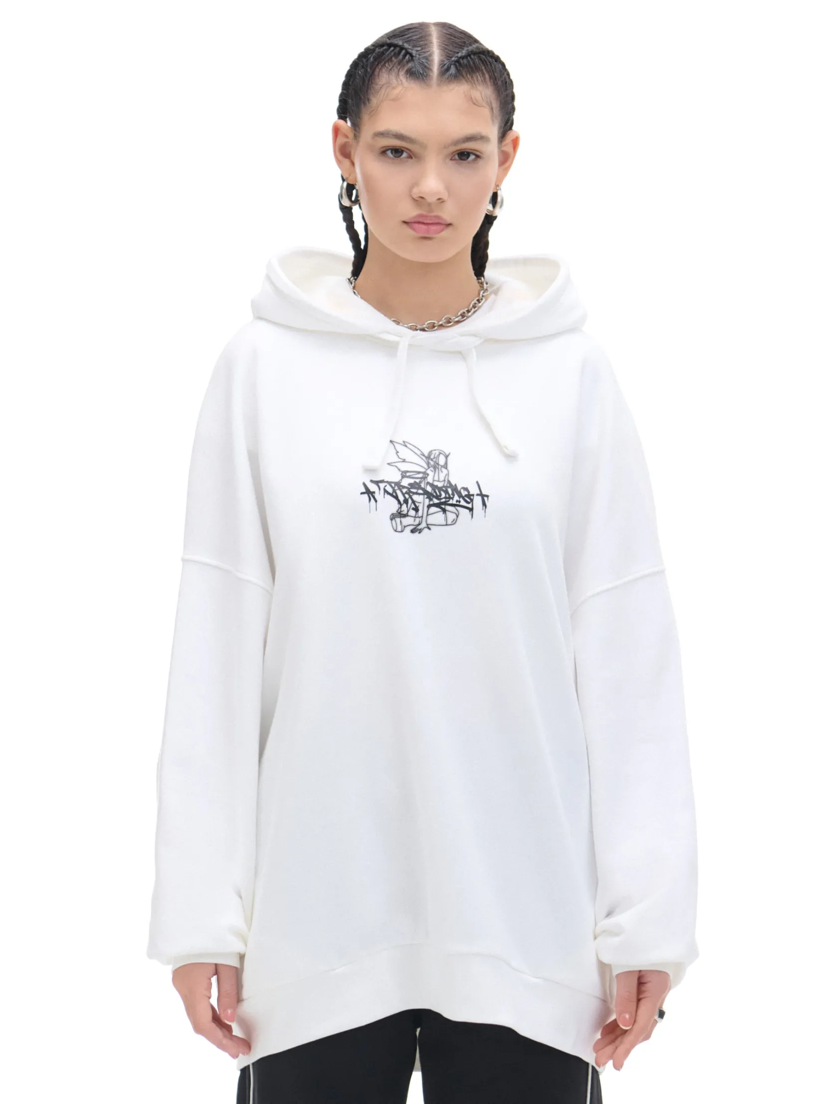 Fashion Bluza hoodie oversize z nadrukiem Bluzy