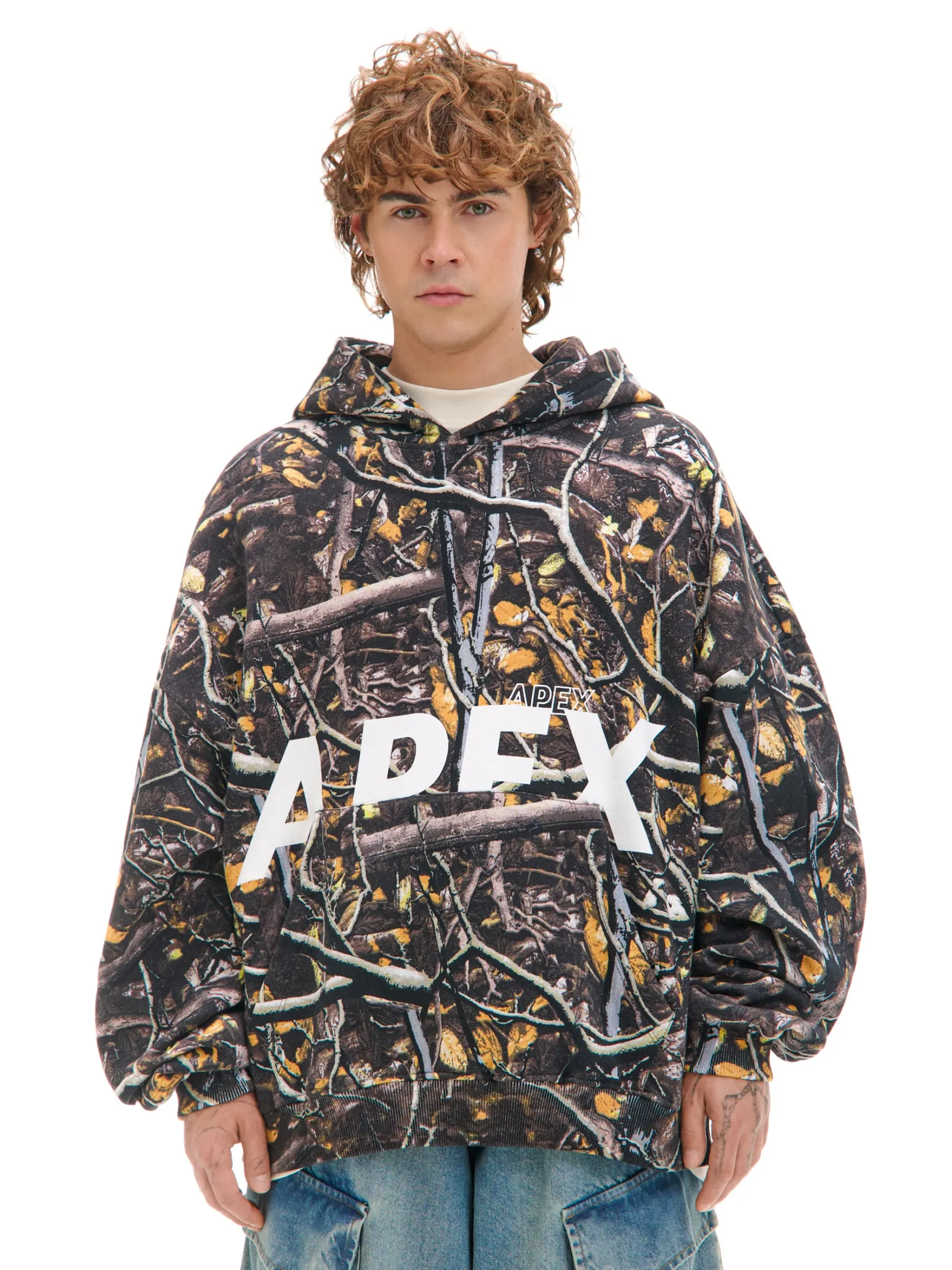Hot Bluza hoodie z leśnym nadrukiem Bluzy