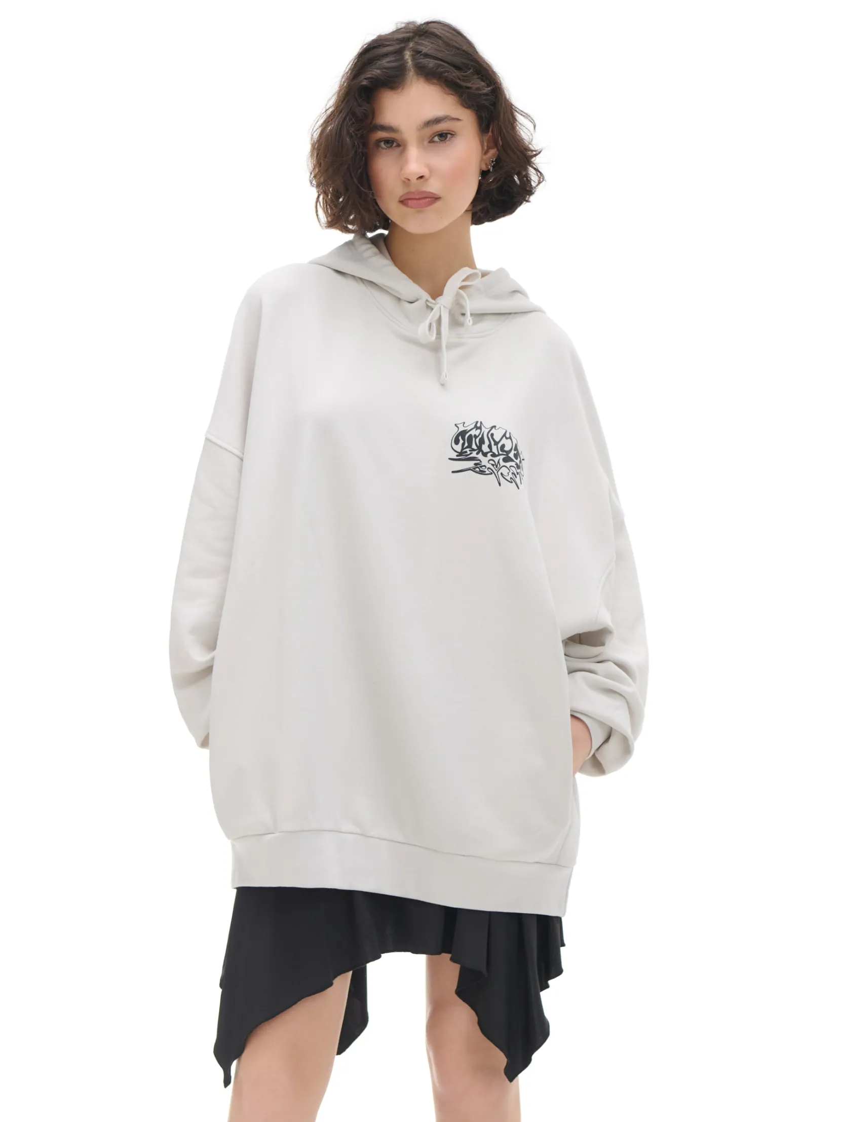 Best Bluza oversize z kapturem i nadrukiem Bluzy
