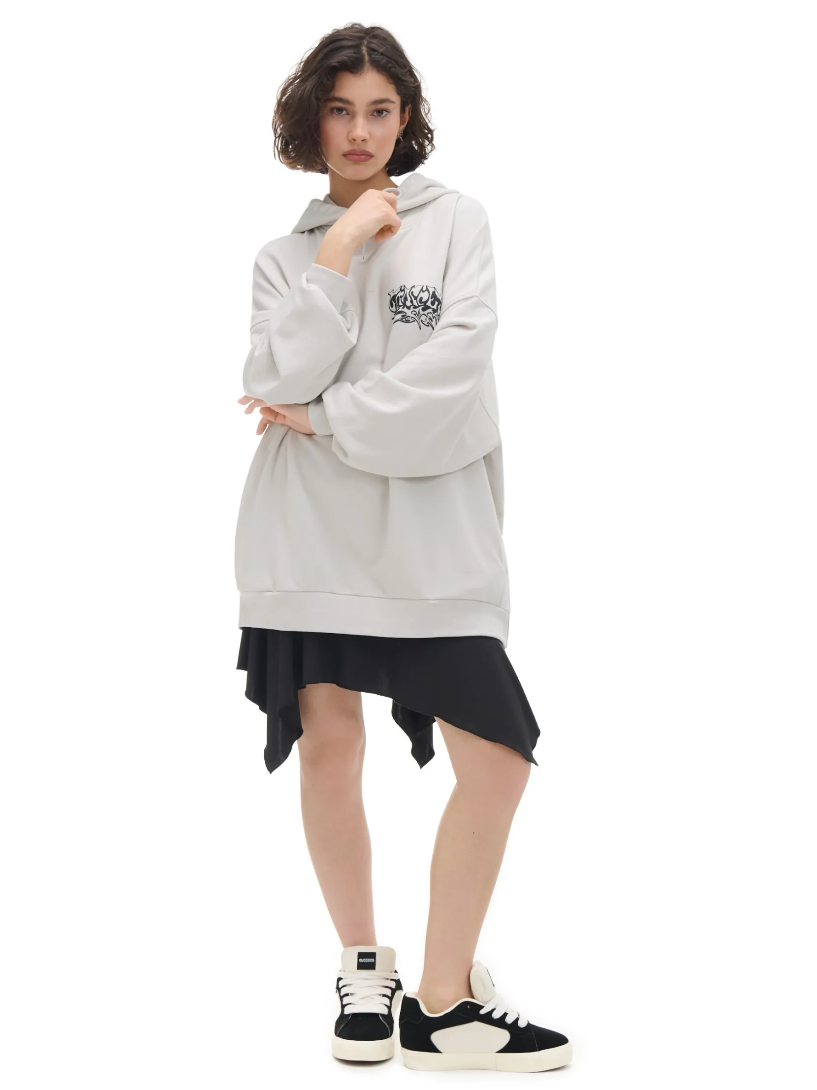 Best Bluza oversize z kapturem i nadrukiem Bluzy