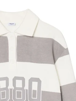 Fashion Bluza w szare paski z aplikacją Bluzy