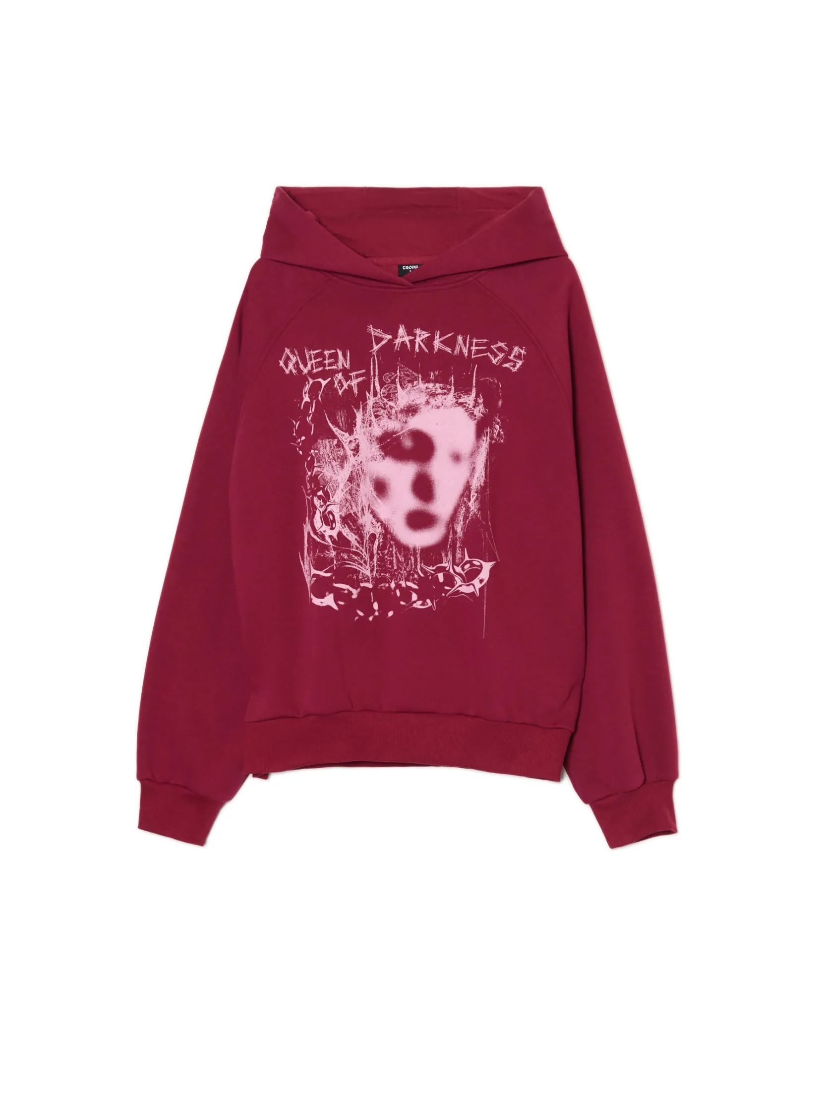 New Bordowa bluza z kapturem i nadrukiem Bluzy|Sety