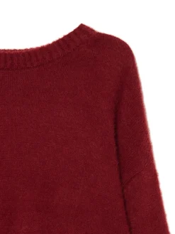 Clearance Bordowy gładki sweter Swetry