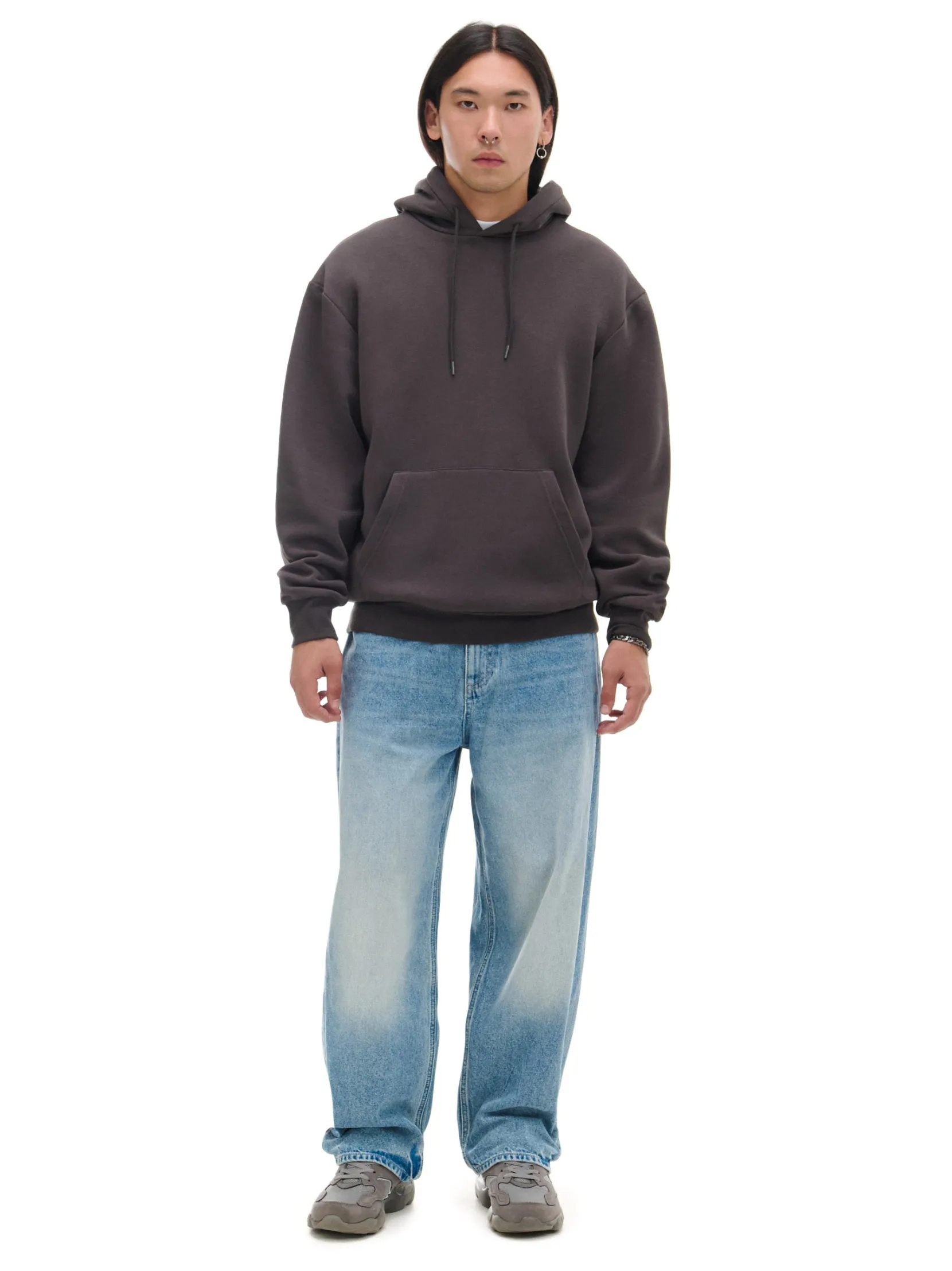 New Brązowa bluza regular z kapturem Bluzy|Sety