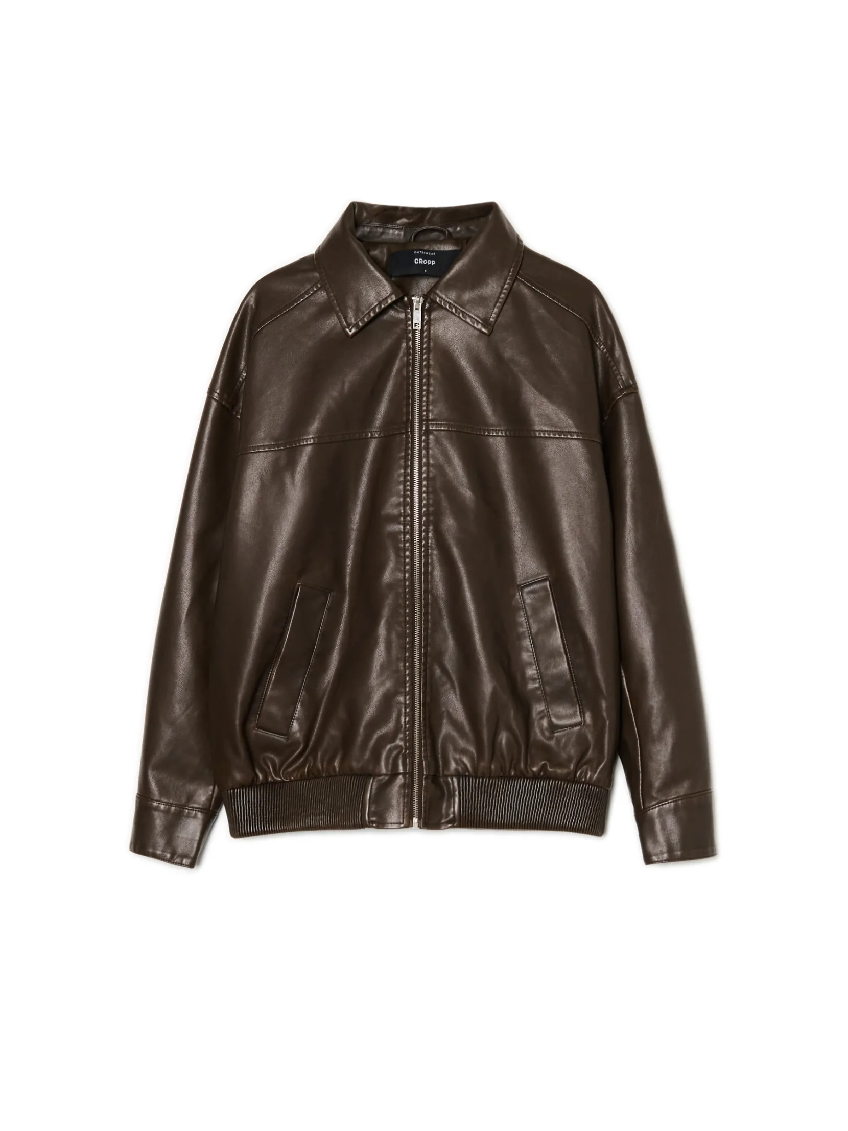Fashion Brązowa kurtka bomber z efektem znoszenia Kurtki, Płaszcze