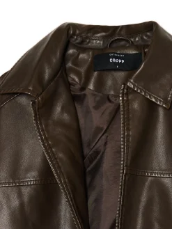 Fashion Brązowa kurtka bomber z efektem znoszenia Kurtki, Płaszcze