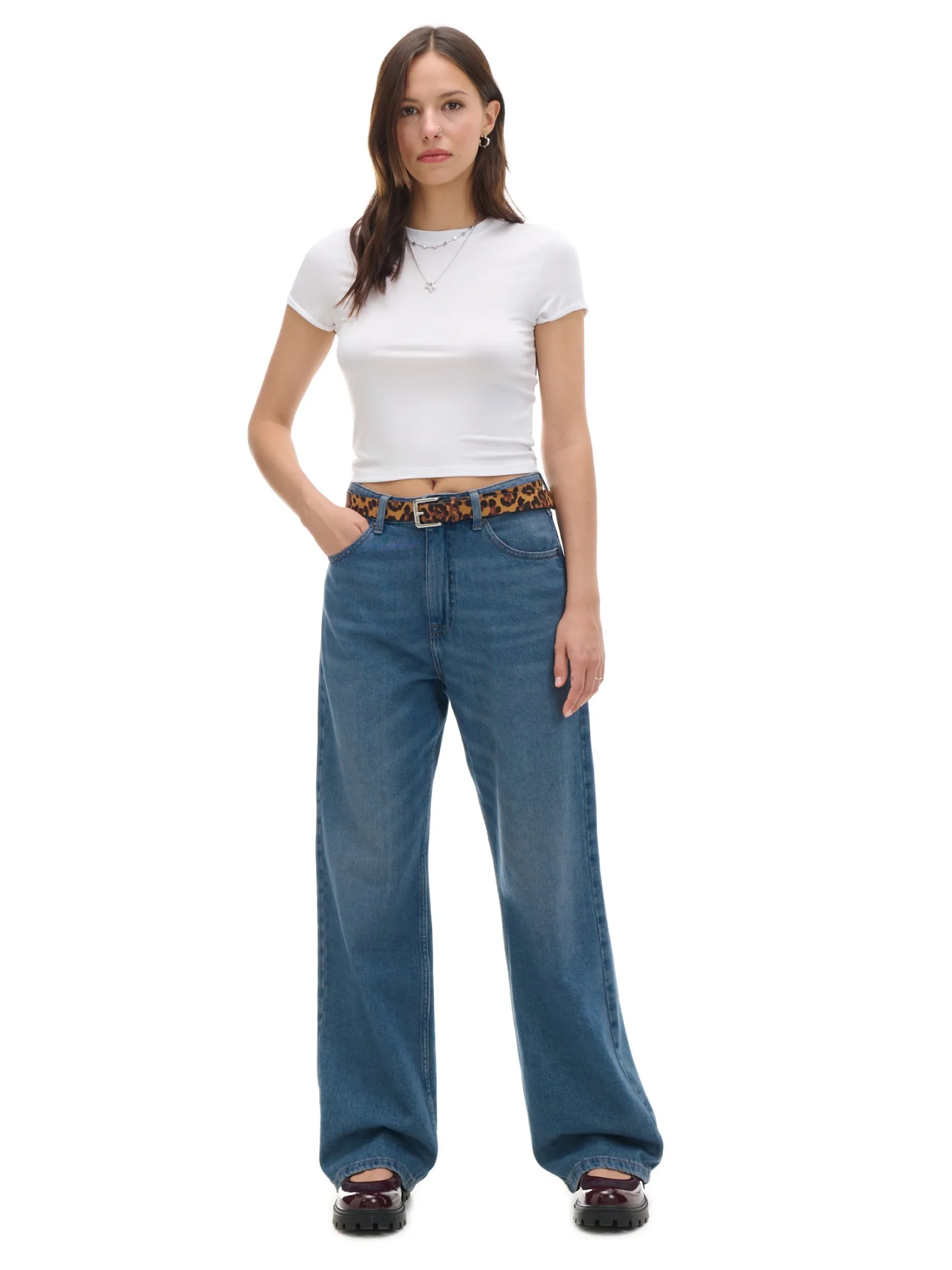 Sale Ciemnoniebieskie jeansy baggy Jeansy