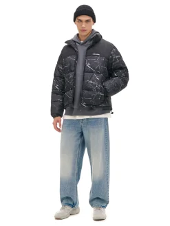 New Ciemnoszara kurtka puffer z nadrukiem Kurtki Zimowe|Kurtki, Płaszcze