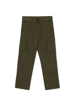Best Ciemnozielone spodnie comfort z paskiem Spodnie