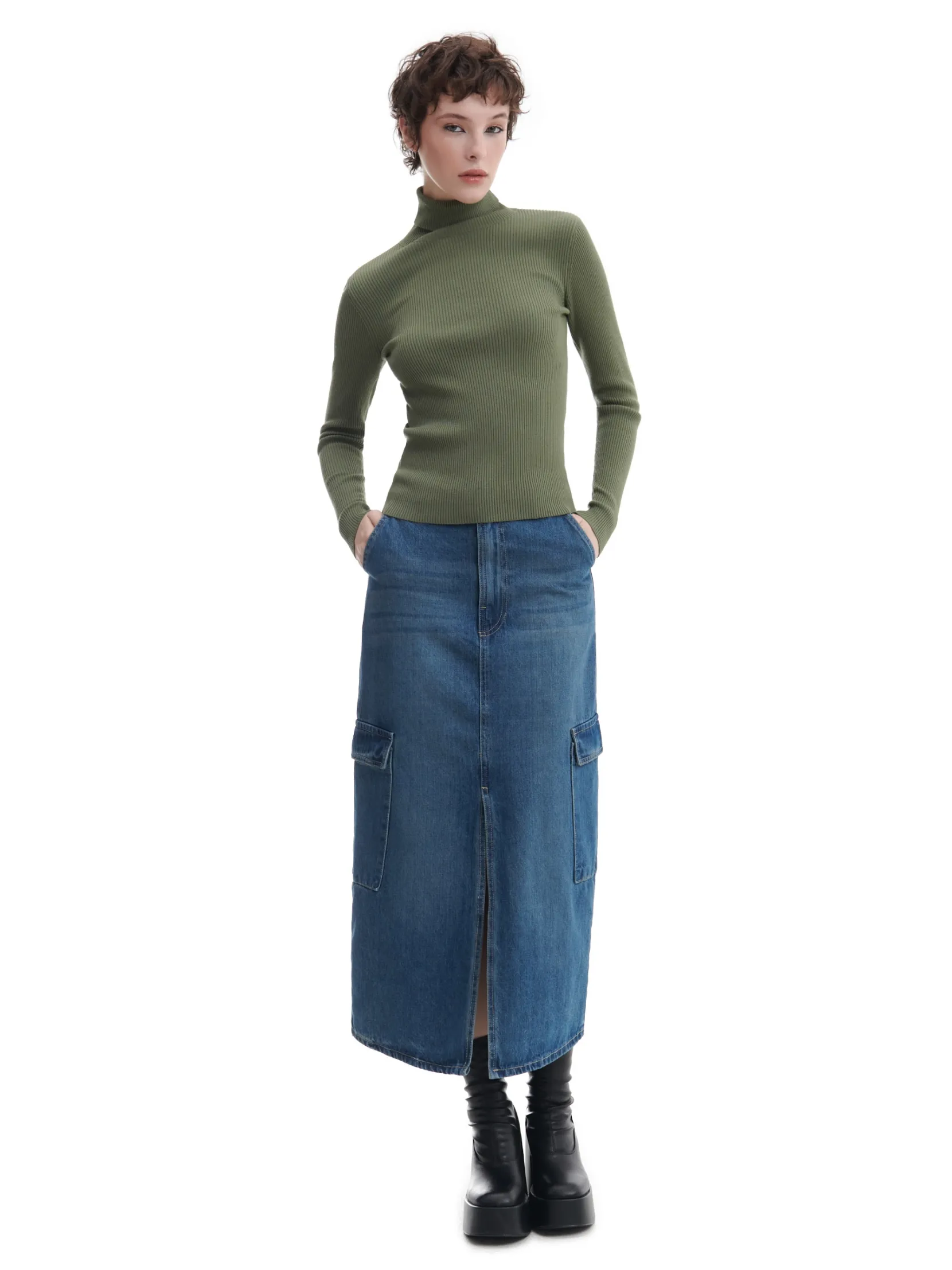 Discount Ciemno sweter z półgolfem Swetry