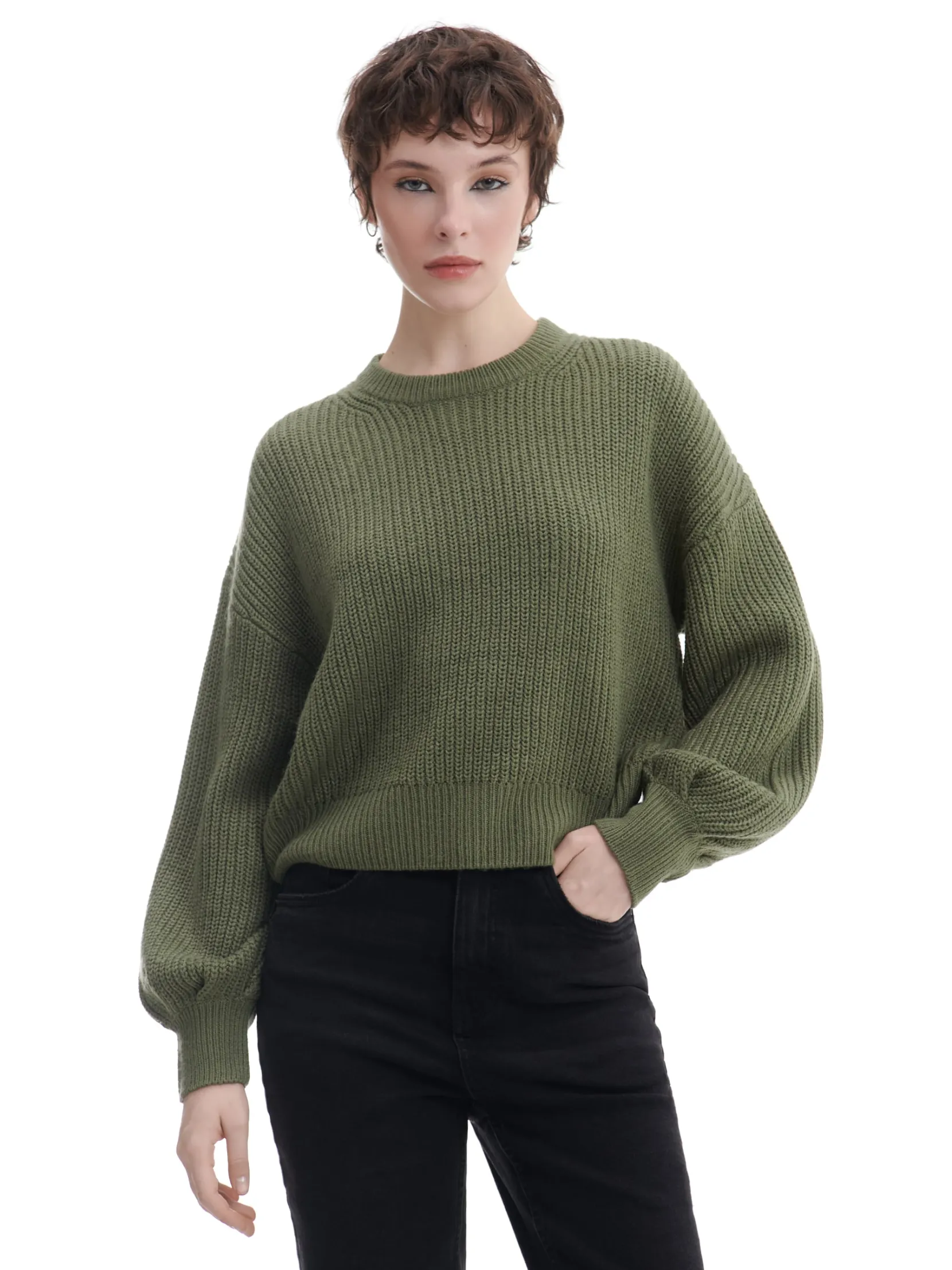 Clearance Ciemno sweter z szerokim rękawem Swetry