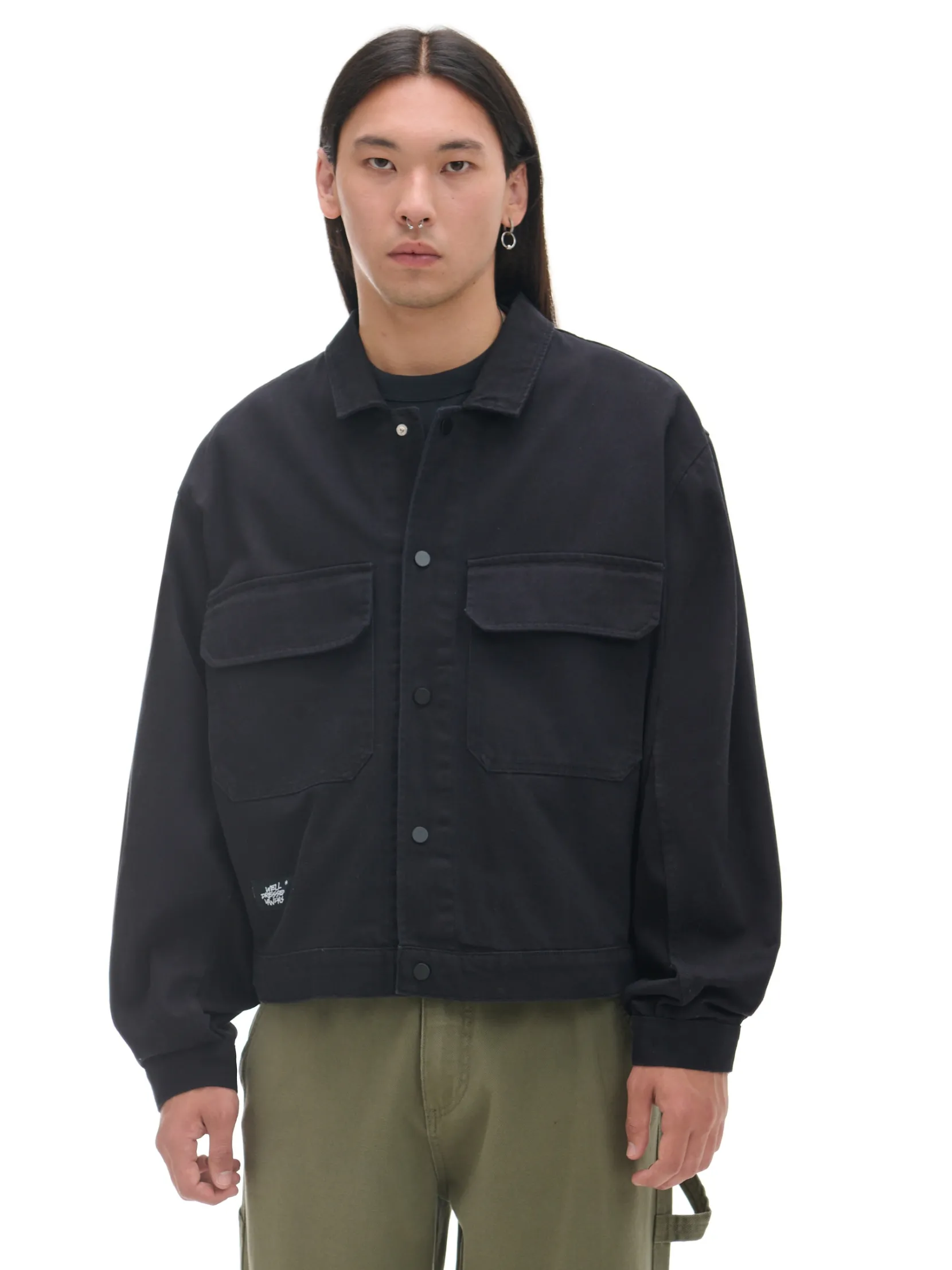Clearance Czarna bawełniana kurtka katanka Kurtki, Płaszcze|Denim