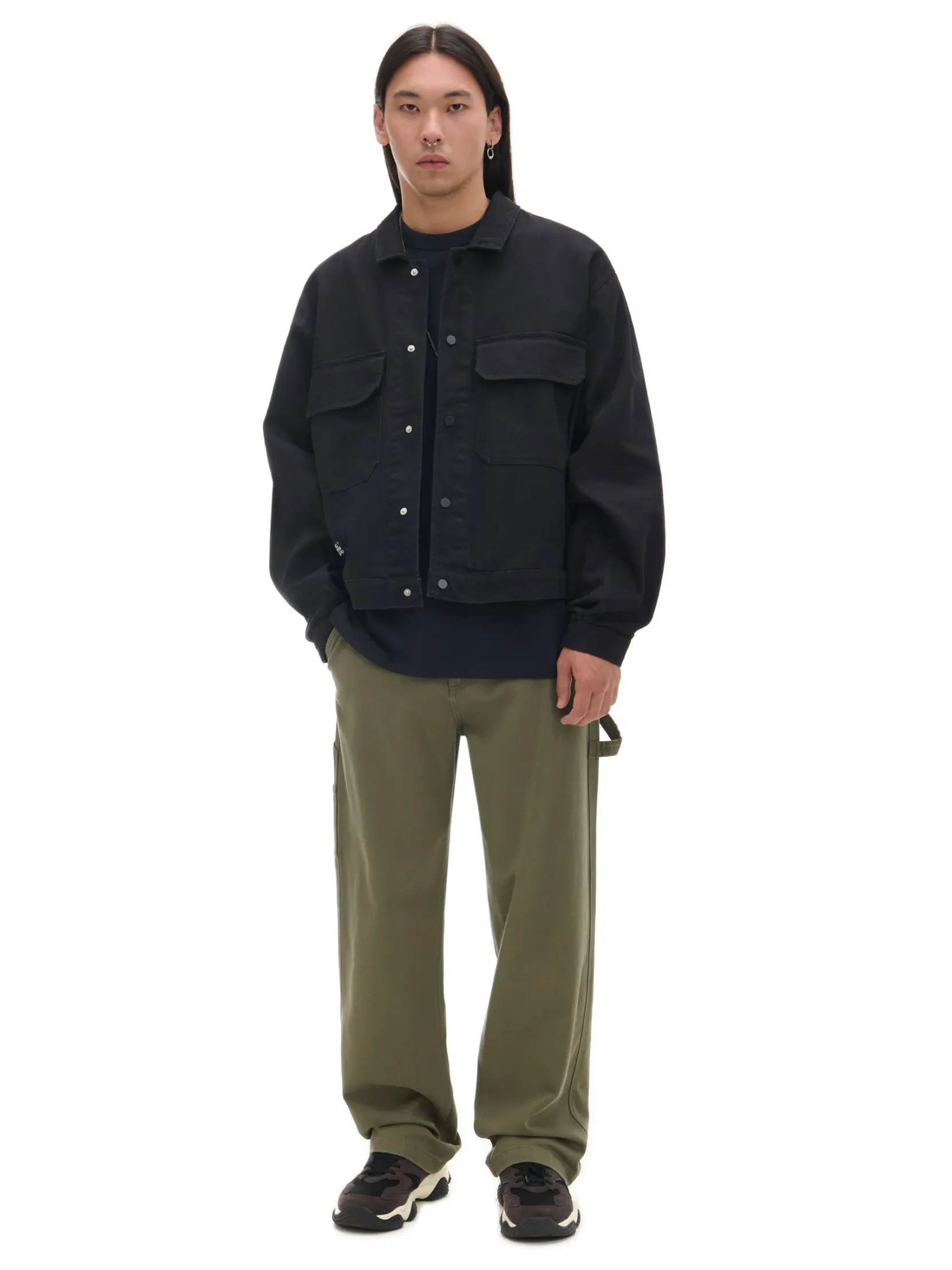 Clearance Czarna bawełniana kurtka katanka Kurtki, Płaszcze|Denim