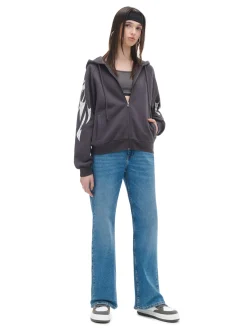 New Czarna bluza hoodie z czaszkami Bluzy