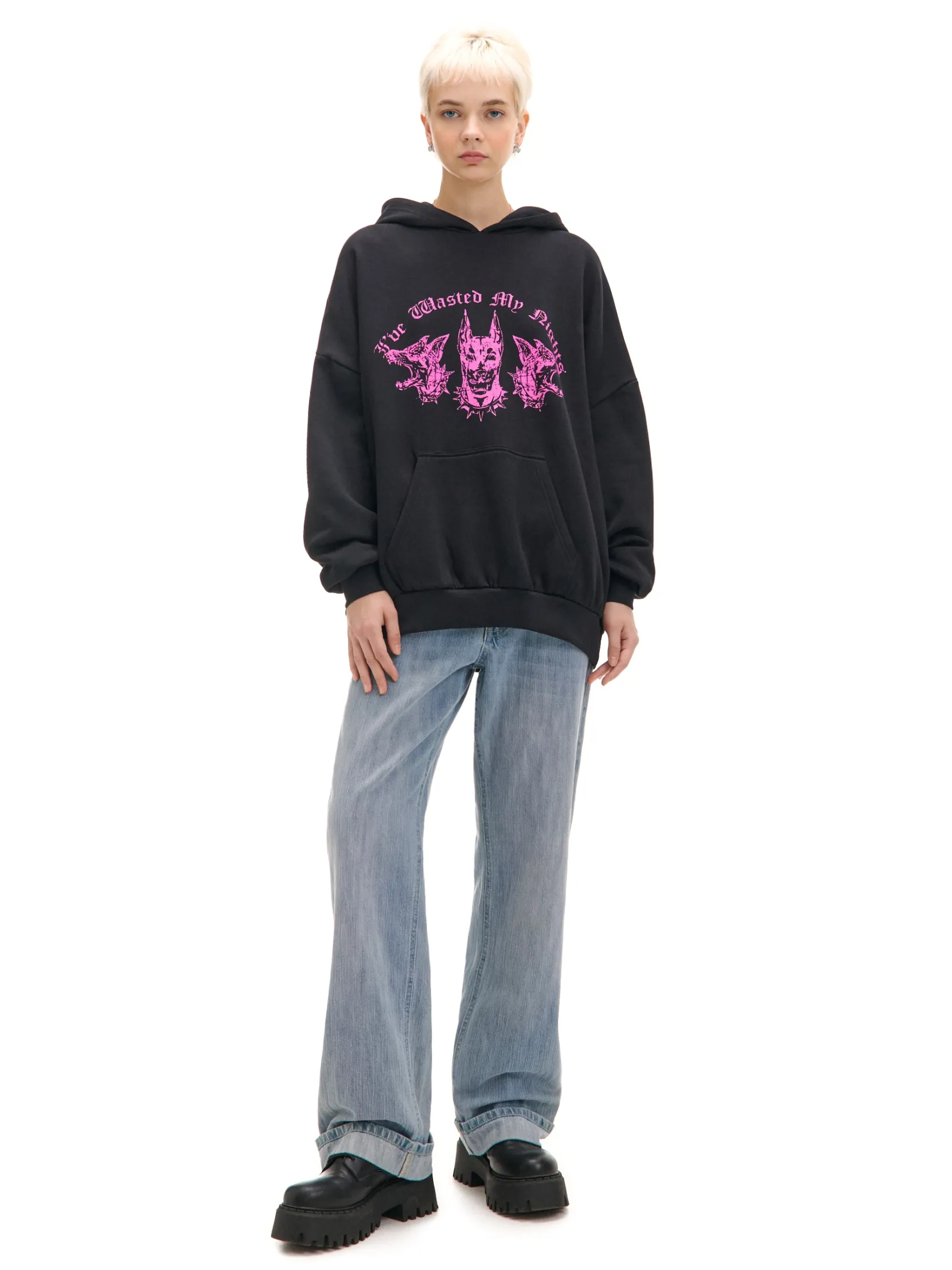 New Czarna bluza hoodie z dobermanami UNISEX Unisex|Unisex