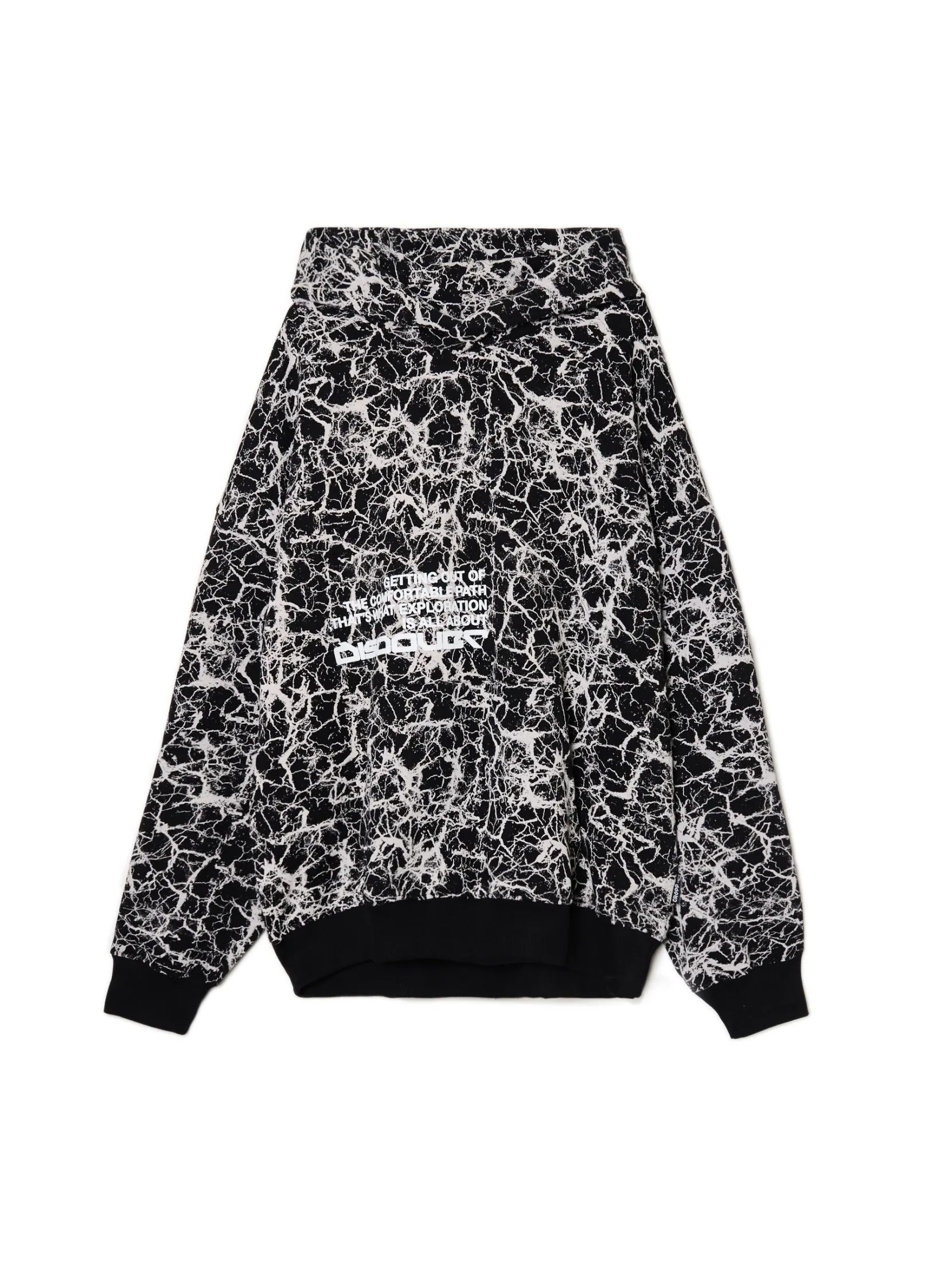 Sale Czarna bluza hoodie z nadrukiem all over Bluzy