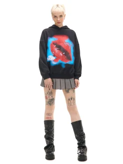 Online Czarna bluza hoodie z nadrukiem Bluzy
