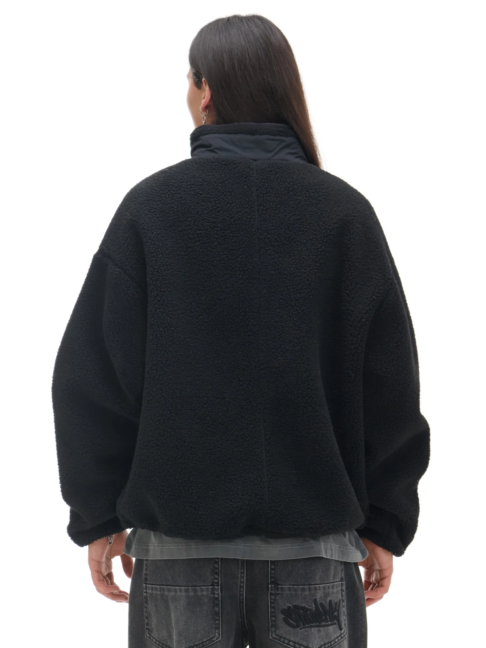 Outlet Czarna bluza sherpa Bluzy