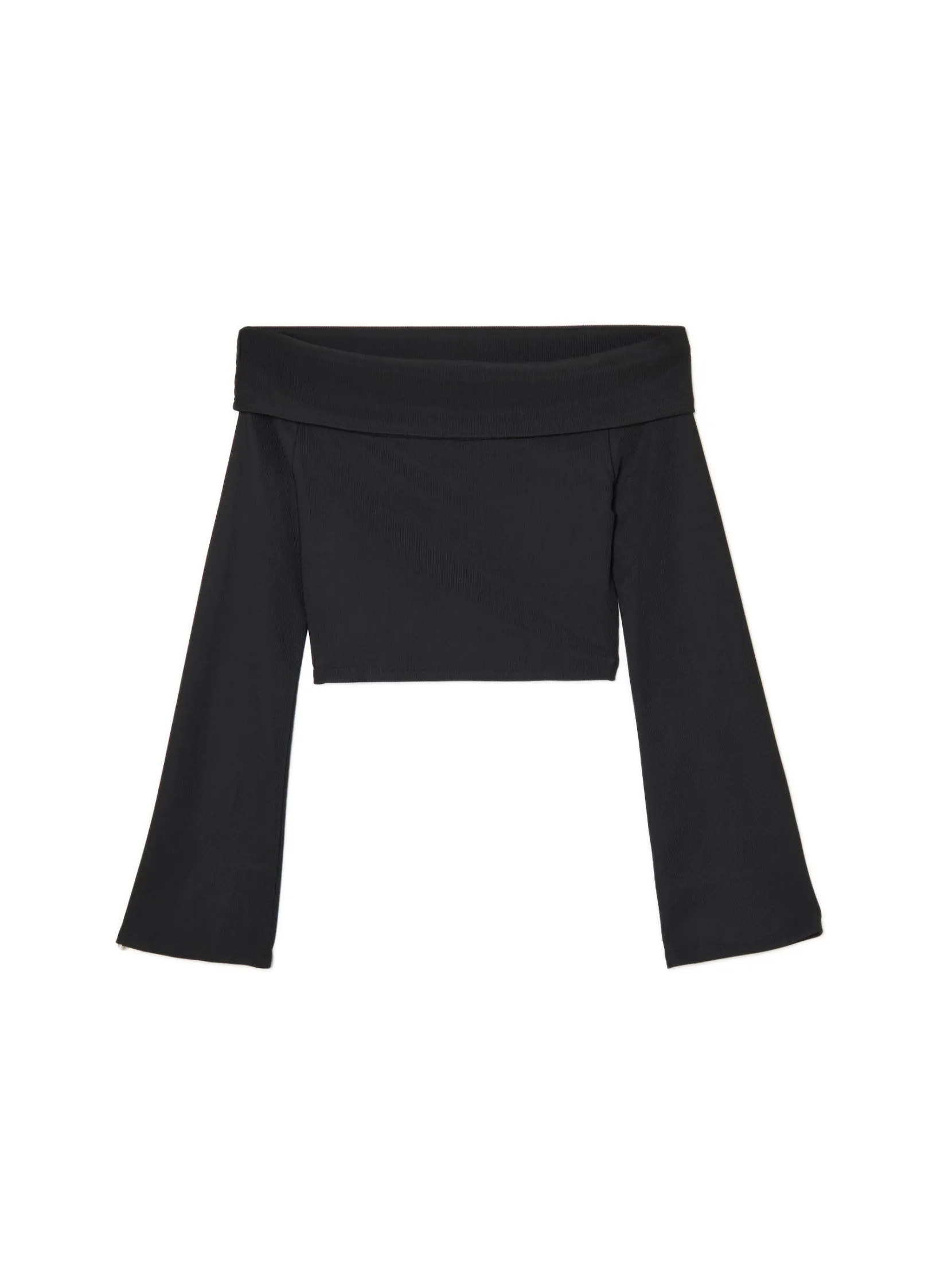 Clearance Czarna bluzka hiszpanka Koszulki, Topy