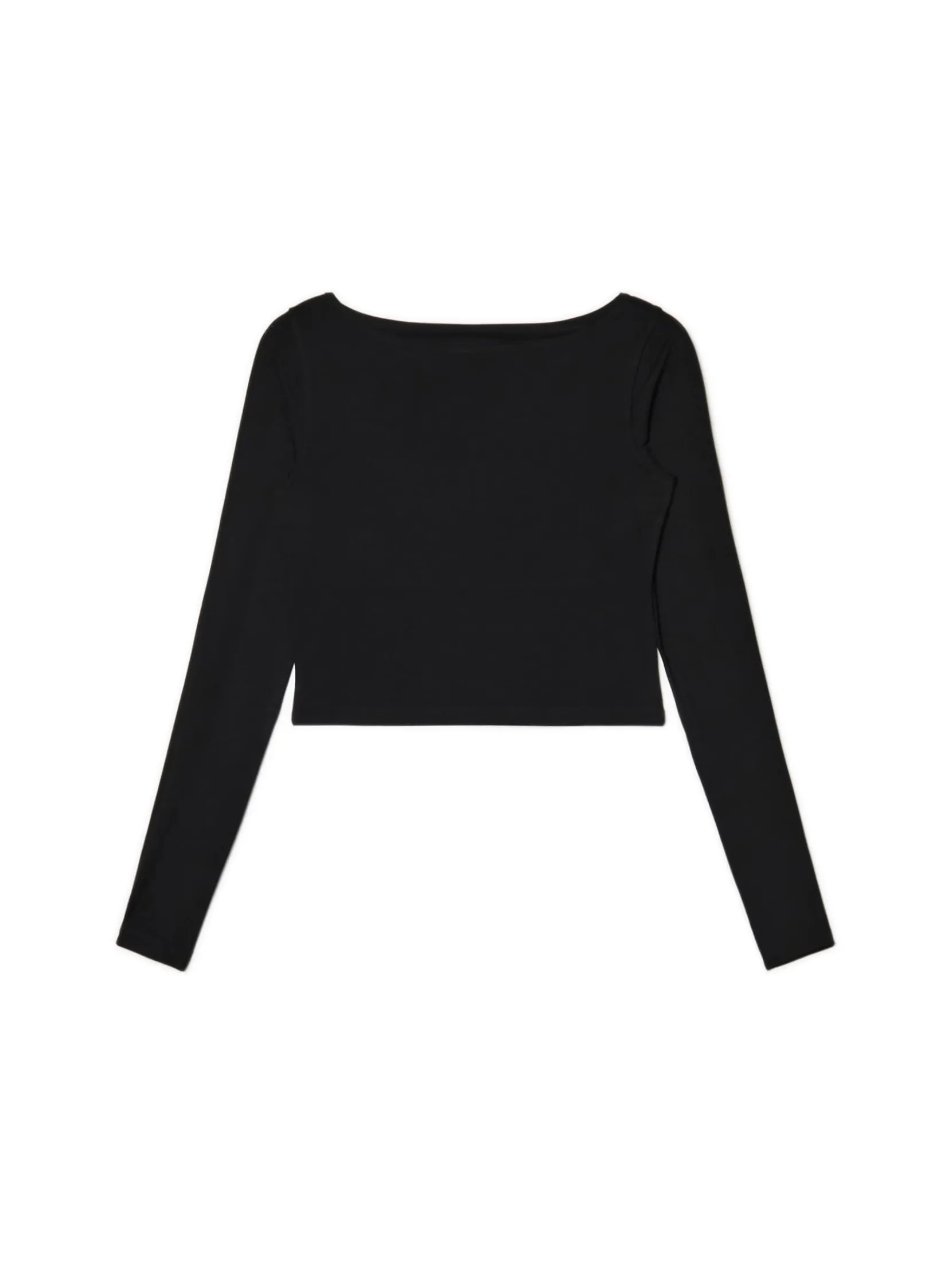 Sale Czarna bluzka longsleeve z wiskozą Koszulki, Topy