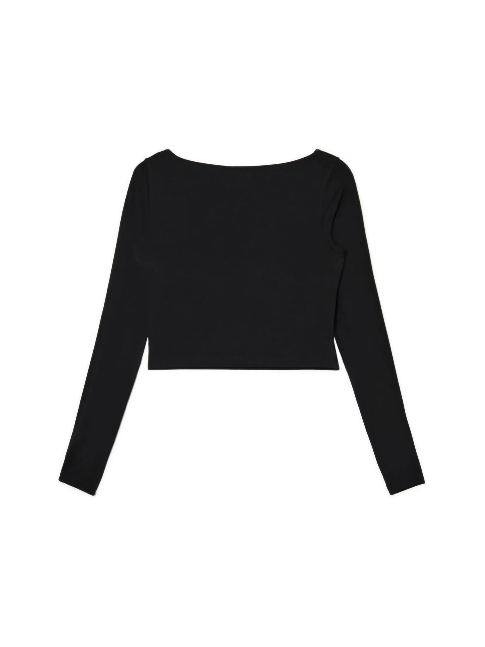 Sale Czarna bluzka longsleeve z wiskozą Koszulki, Topy